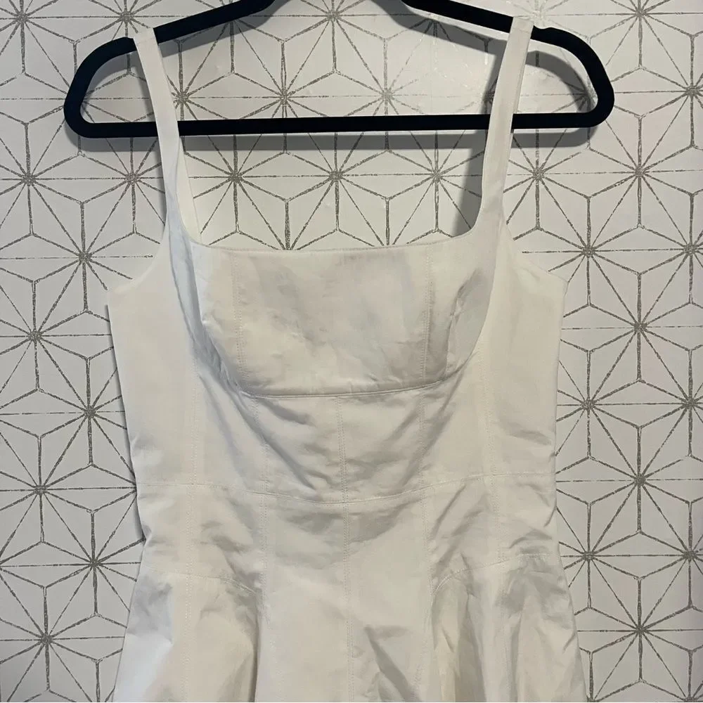 GIOVANNI BEDIN Godet Flared Cotton Mini Dress In White